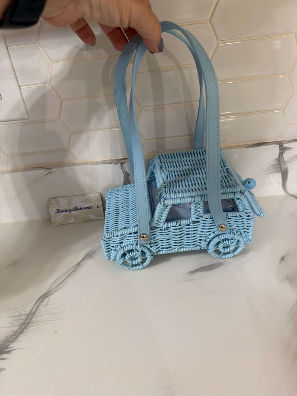 Tommy Bahama Light Blue Woven Mini Car Bag
